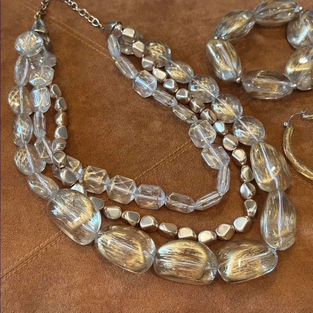 Gold and Clear Jewelry Set, like new